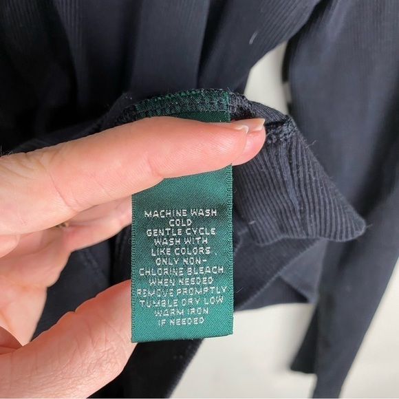 Ralph Lauren Ribbed Leather Zipper Shoulders Long Sleeve Pull Over Sweater Large - Picture 5 of 5